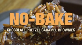 No-Bake Chocolate Pretzel Caramel Brownies